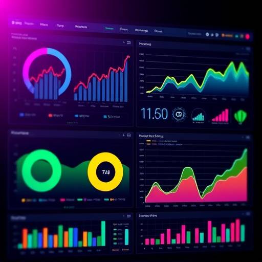 A vibrant data visualization dashboard displaying charts and graphs, symbolizing data science
