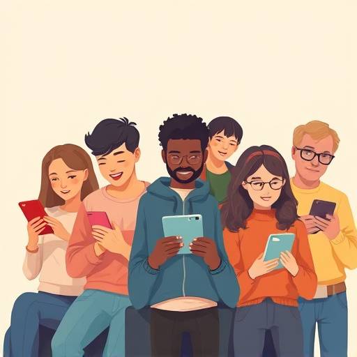 Illustration of diverse individuals accessing content on various devices, emphasizing digital accessibility.