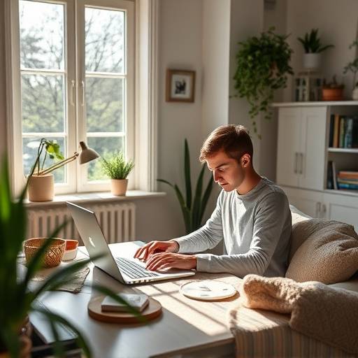 Person working remotely from home